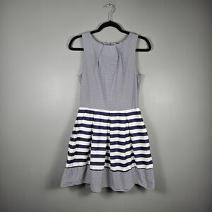 Closet London Womens 6 Fit Flare Sleeveless‎ Stripe Pocket Dress Navy White
